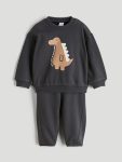LCW Kids Gray Crew Neck Boys Sweatshirt and Sweatpants Set