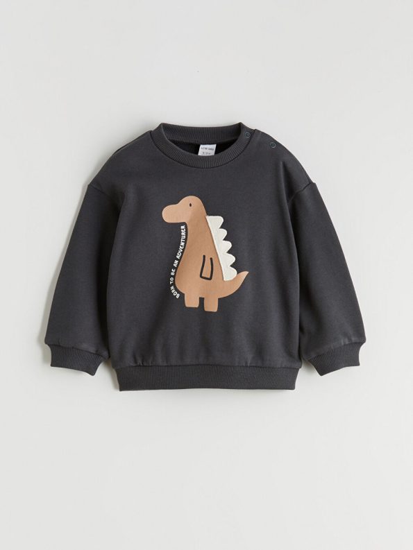 LCW Kids Gray Crew Neck Boys Sweatshirt and Sweatpants Set