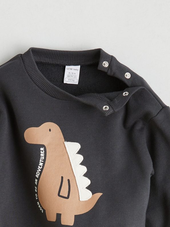 LCW Kids Gray Crew Neck Boys Sweatshirt and Sweatpants Set