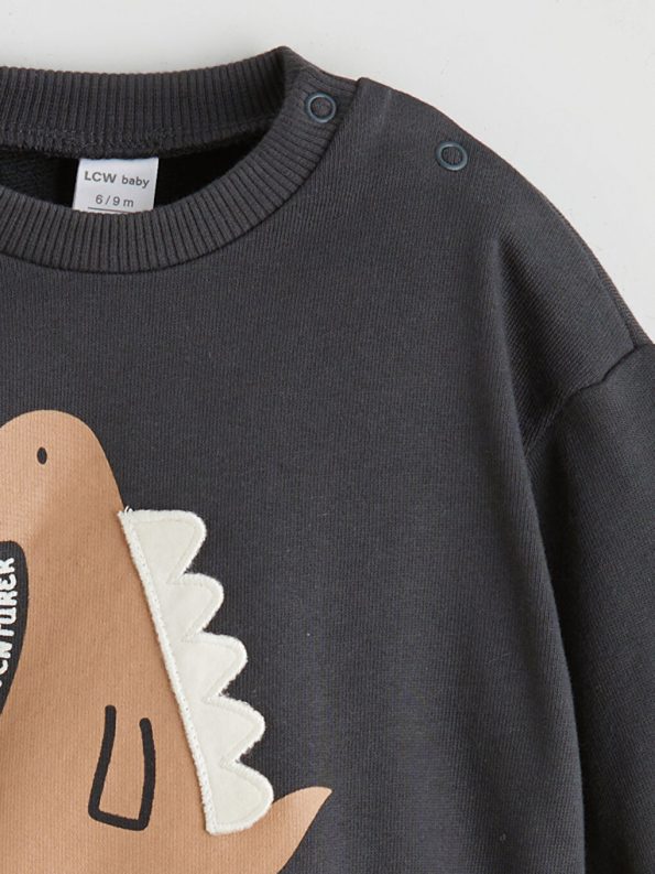 LCW Kids Gray Crew Neck Boys Sweatshirt and Sweatpants Set