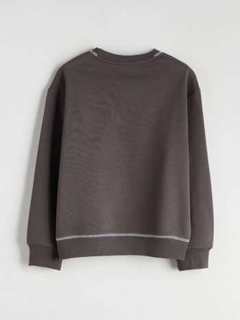 LCW Kids Anthracite Crew Neck Kuromi Printed Girl's Sweatshirt