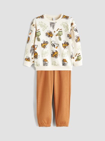 LCW Kids Printed Boys Sweatshirt and Pants Set