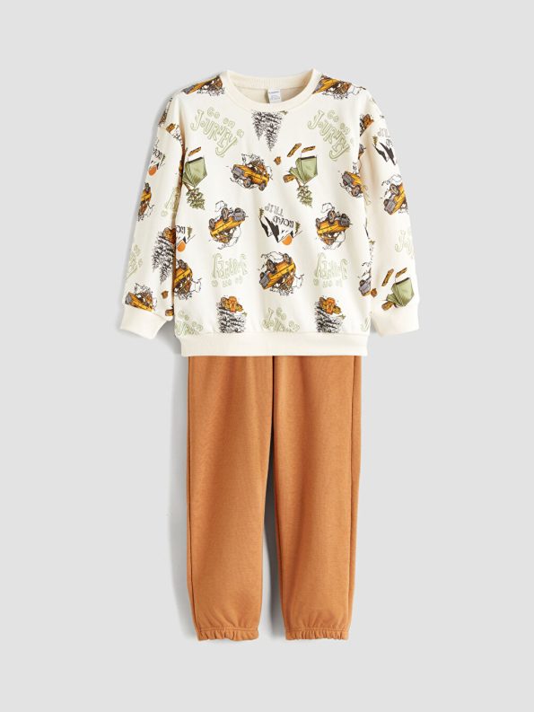 LCW Kids Printed Boys Sweatshirt and Pants Set