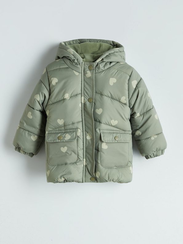 LCW Eco Green Hooded Long Sleeve Girls Puffer Jacket