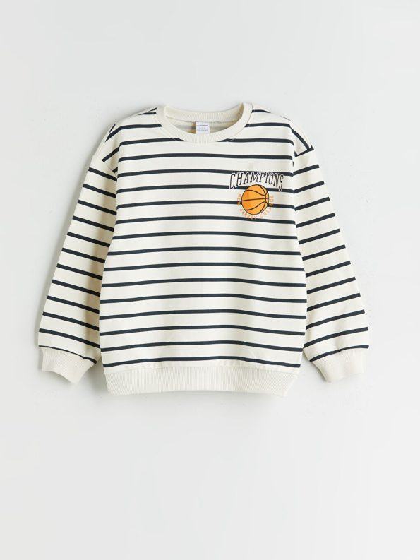 LCW Kids Beige Striped Boys Sweatshirt
