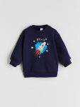 LCW ECOL Navy Blue Crew Neck Printed Boys Sweatshirt