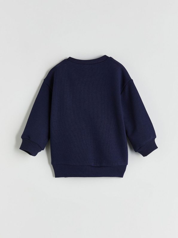 LCW ECOL Navy Blue Crew Neck Printed Boys Sweatshirt