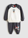 LCW Baby Beige Crew Neck Paw Patrol Printed Sweatshirt and Jogger Set