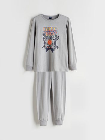 LCW ECO Gray Printed Boys' Pajama Set