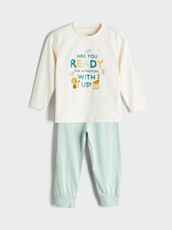 LCW Kids Cream Printed Boys Pajama Set