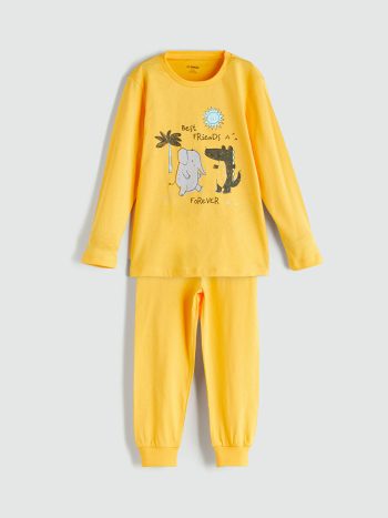 LCW Kids Orange Printed Boys Pajama Set