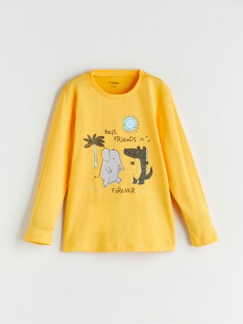LCW Kids Orange Printed Boys Pajama Set