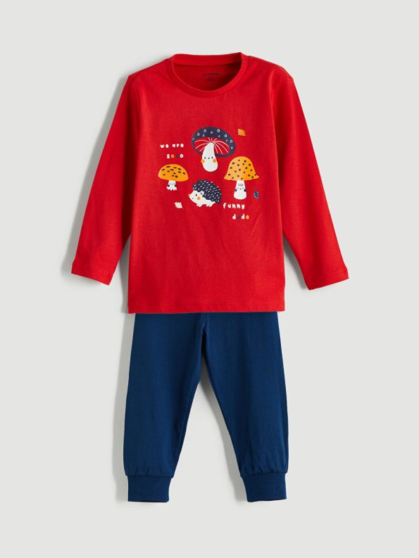 LCW Kids Red Printed Boys Pajama Set