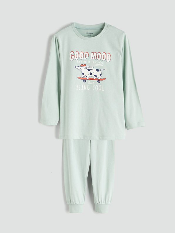 LCW Kids Green Printed Boys Pajama Set