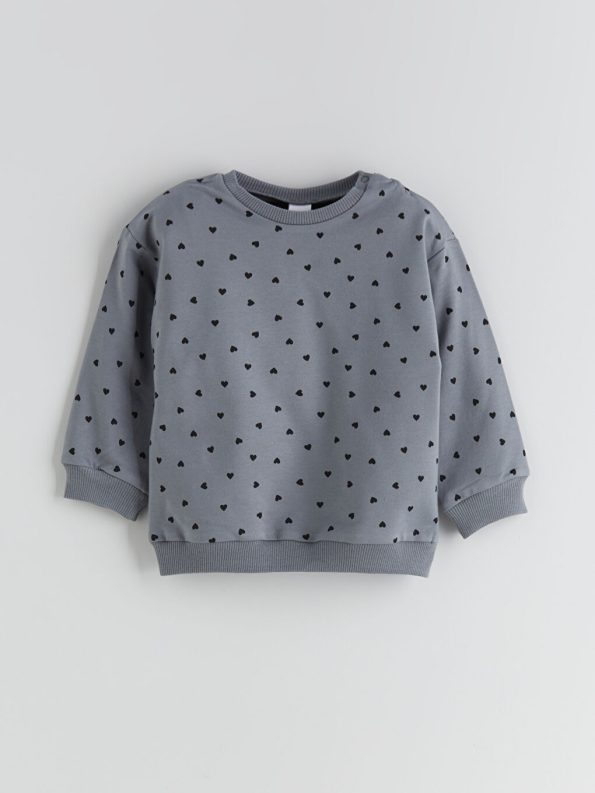 Graphic Print Crew Neck Sweatshirt and Leggings Set for Baby Girls