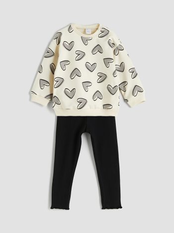 Bow Print Baby Girl Dress and T-Shirt