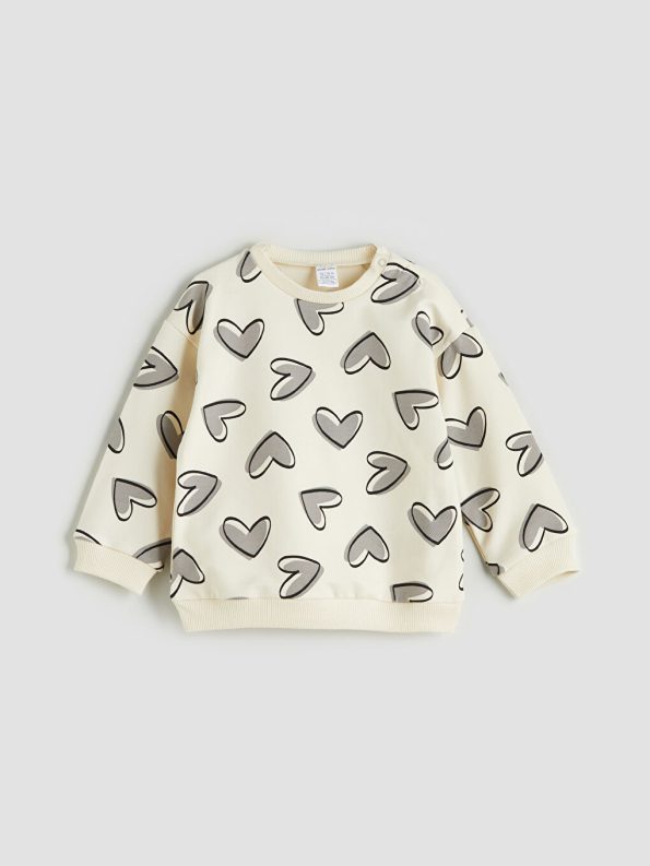 Printed Crew Neck Sweatshirt and Leggings Set for Baby Girls