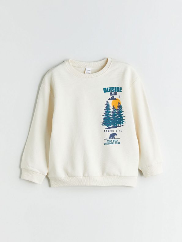 LCW Kids Beige Printed Boys Sweatshirt Set