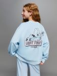LCW Kids Blue Crew Neck Printed Girls Sweatshirt