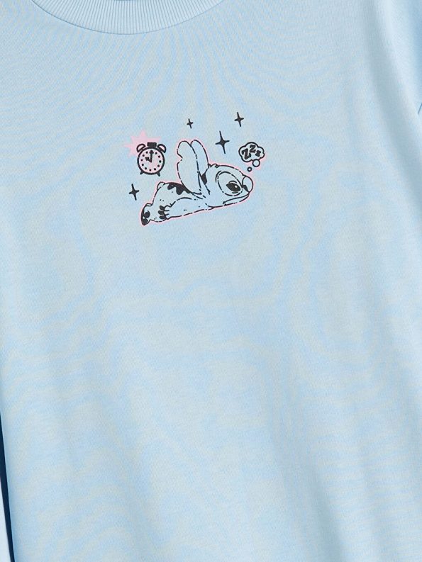 LCW Kids Blue Crew Neck Printed Girls Sweatshirt