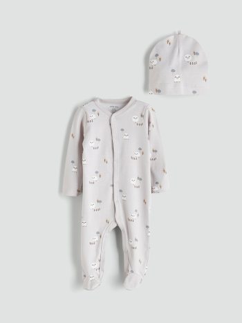 LCW Baby Gray Printed Boy's Hospital Outfit Set
