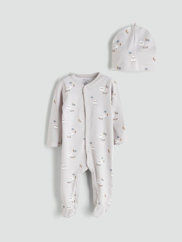LCW Baby Gray Printed Boy's Hospital Outfit Set