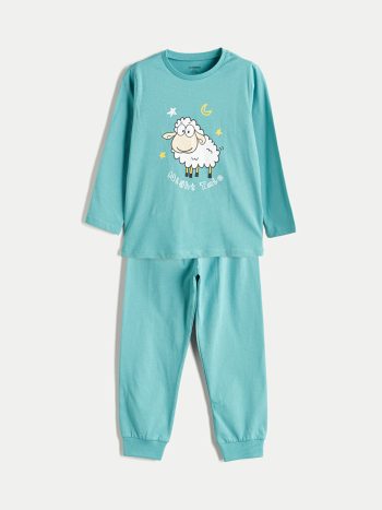 LCW Kids Turquoise Printed Boys Pajama Set