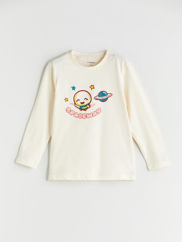 LCW Kids Cream Printed Boys Pajama Set