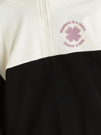 LCW Eco Black Collared Girl's Sweatshirt
