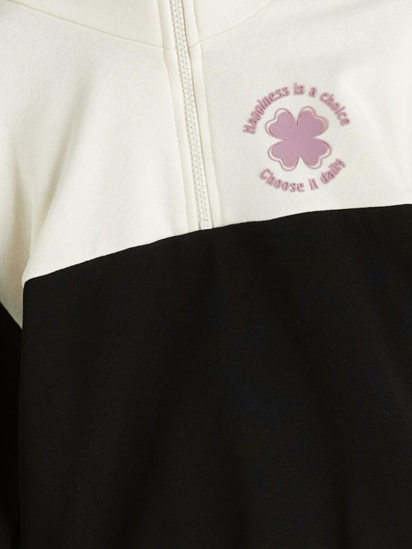 LCW Eco Black Collared Girl's Sweatshirt