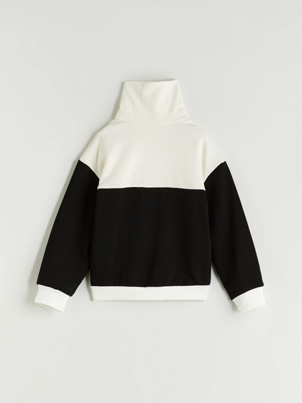 LCW Eco Black Collared Girl's Sweatshirt