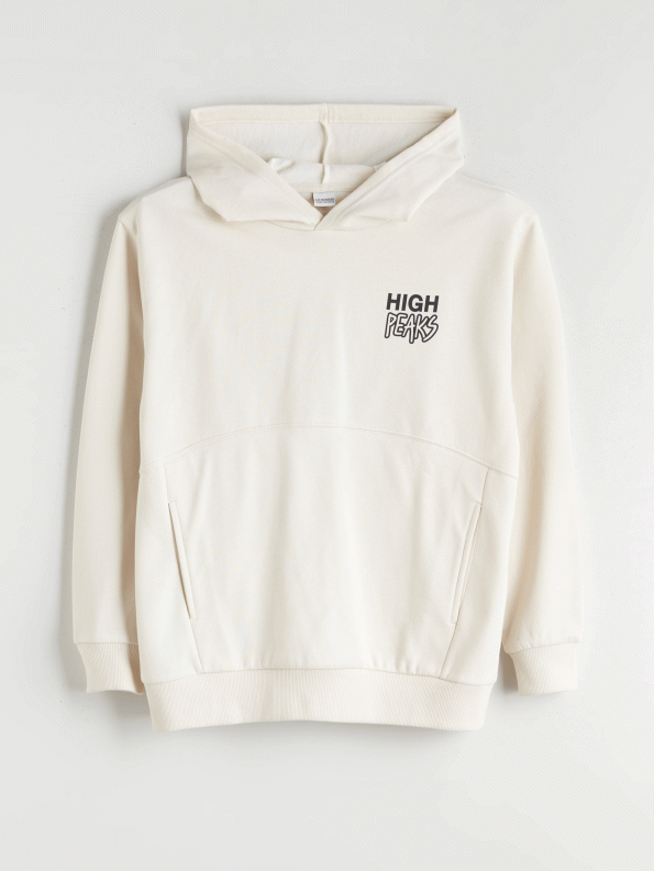 LCW Kids Beige Hooded Printed Boys Sweatshirt