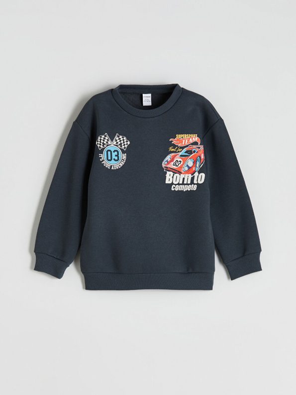 LCW Kids Anthracite Crew Neck Printed Boys Sweatshirt and Sweatpants Set