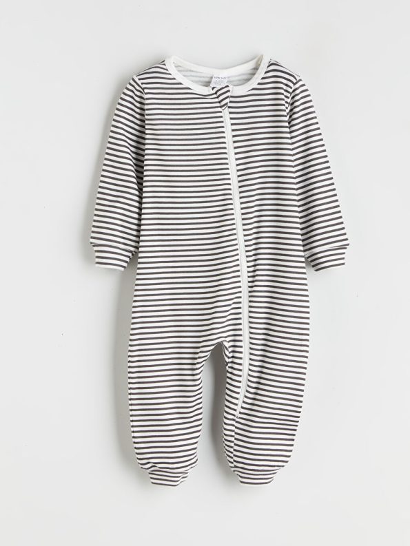 LCW Eco Grey Striped Baby Boys' Bodysuit