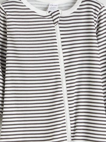 LCW Eco Grey Striped Baby Boys' Bodysuit