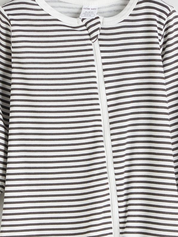 LCW Eco Grey Striped Baby Boys' Bodysuit