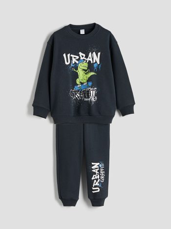 LCW Kids Anthracite Boys Sweatshirt and Jogger Set