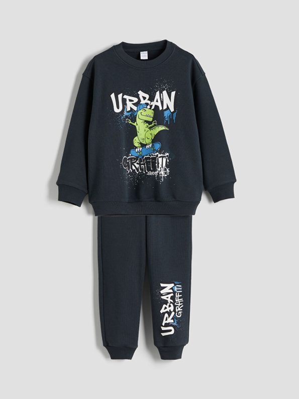 LCW Kids Anthracite Boys Sweatshirt and Jogger Set