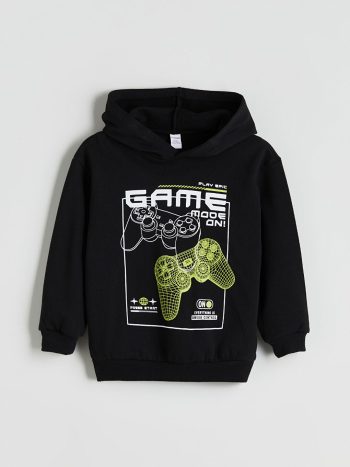 LCW Kids Black Thick Hooded Sweatshirt and Jogger Set