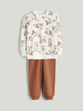 LCW Kids Beige Scooby-Doo Printed Boys Sweatshirt and Sweatpants Set
