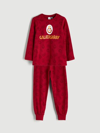 LCW Kids Red Crew Neck Galatasaray Printed Boys Pajama Set