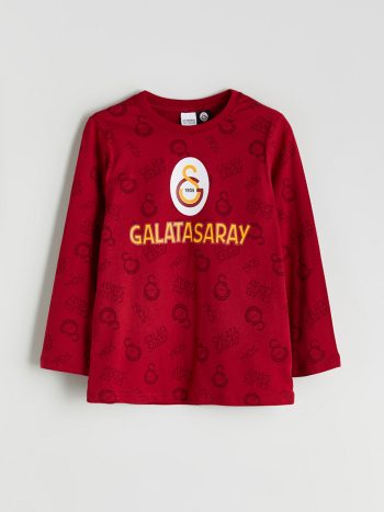 LCW Kids Red Crew Neck Galatasaray Printed Boys Pajama Set