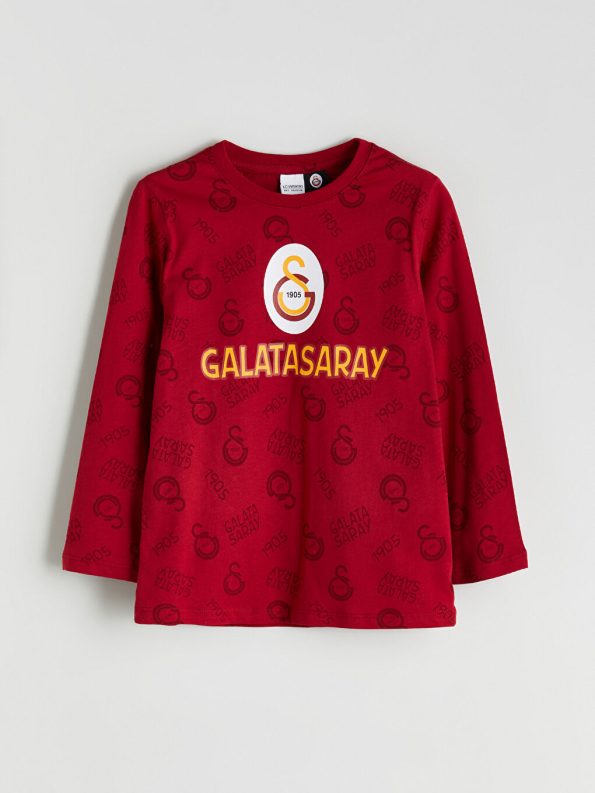 LCW Kids Red Crew Neck Galatasaray Printed Boys Pajama Set
