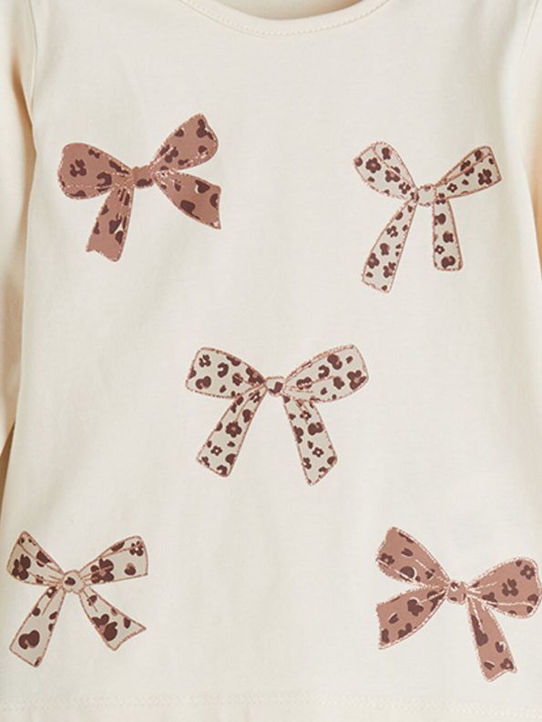 Printed Crew Neck Girls' T-Shirt Set
