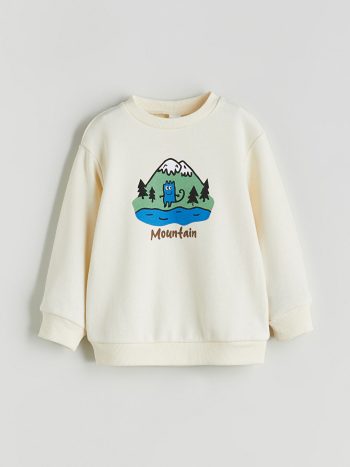 LCW ECO Beige Printed Boys Sweatshirt and Sweatpants Set