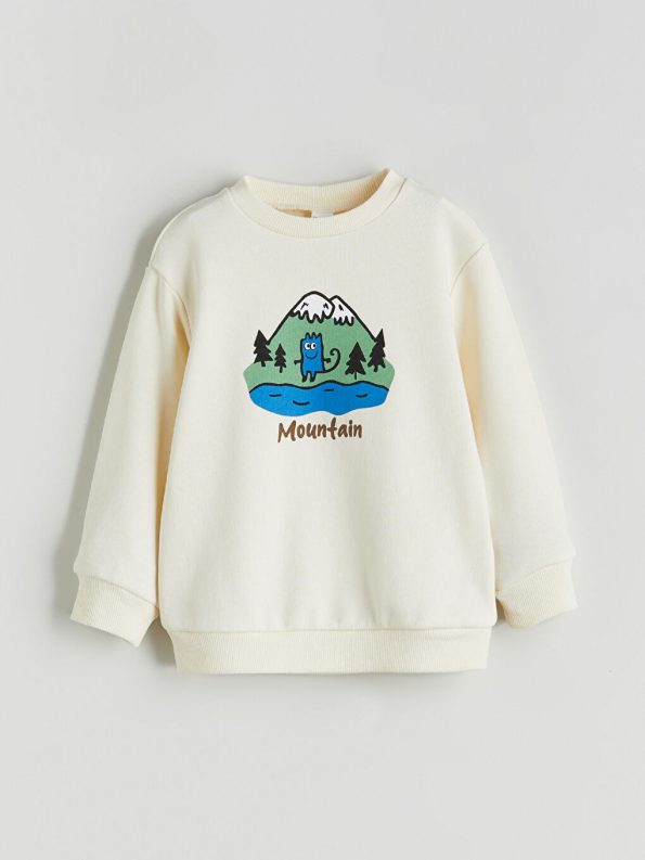 LCW ECO Beige Printed Boys Sweatshirt and Sweatpants Set