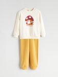LCW ECO Beige Printed Boys' Sweatshirt and Jogger Set
