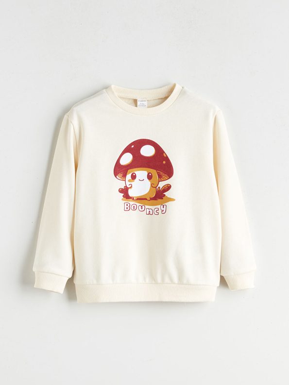 LCW ECO Beige Printed Boys' Sweatshirt and Jogger Set