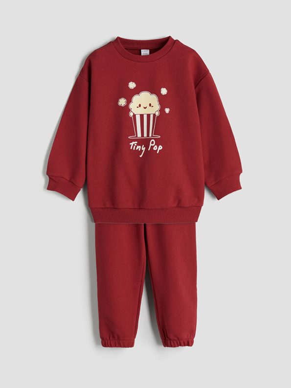 Red Crew Neck Sweatshirt and Jogger Pants for Boys