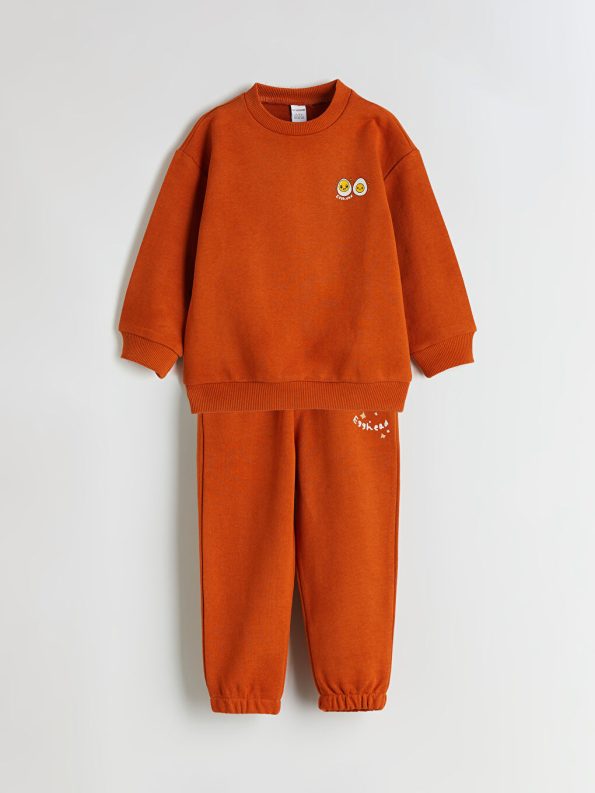LCW Eco Orange Crew Neck Boys Sweatshirt and Jogger Set